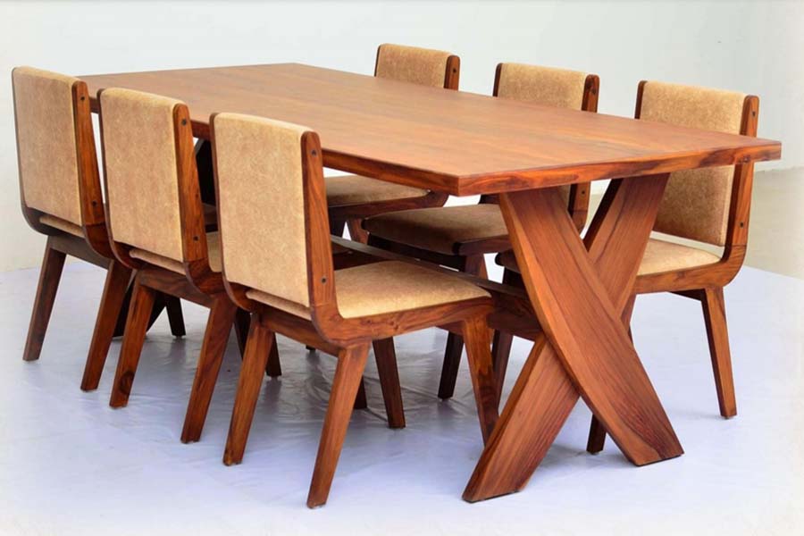 Bliss Dining Set (6 Seater) In Wood Crust Finish