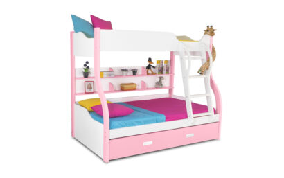 Columbia Bunk Bed with Trundle Bed - Pink