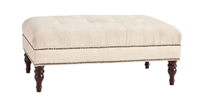 Beige Linen Sectional Ottoman
