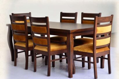 Glam Dining Set (6 Seater) In Dark Fingewood Finish