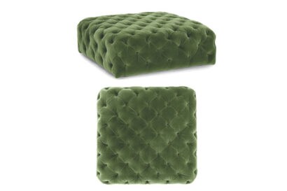 Green Velvet Buttoned Ottoman