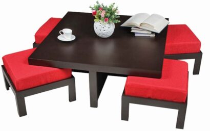 Trendy Coffee Table with 4 Stools