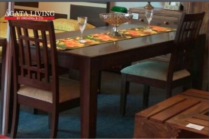 Pristine Solid Wood Dining Set in Dark Fidgewood Finish