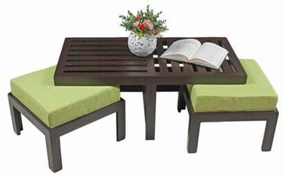 Trendy Coffee Table with 2 Stools