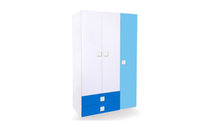 Three Door & Two Drawer Wardrobe - Blue
