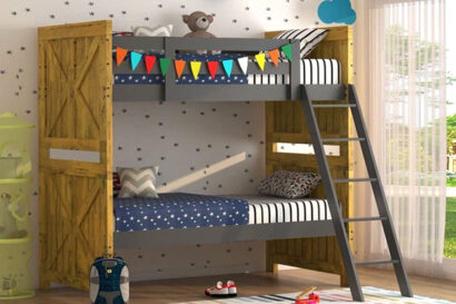 Josue Bunk Bed in Brown Finish
