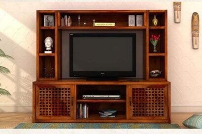 Elegant TV Unit In Wood Crust Finish