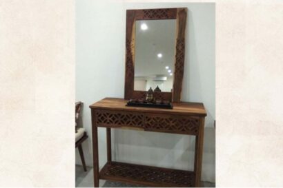 Cherish Console Mirror Frame in Wood Crust Finish