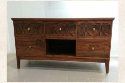 Antique TV Unit In Wood Crust Finish