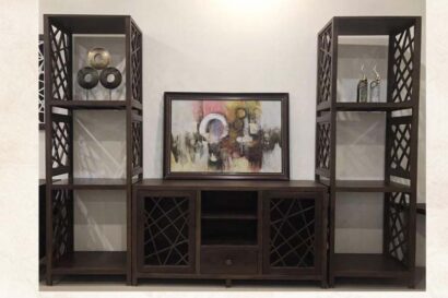 Fusion TV Unit & Pillar In Cafe Finish